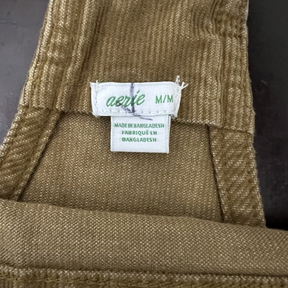 Aerie Werk‎ & Play Brown Corduroy Bib Overalls Size Medium Raw Frayed Hem Casual - Picture 8 of 10